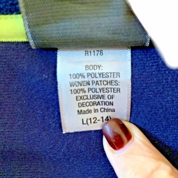 Champion C9 Blue Jacket Youth Sz L 12-14 Full Zip Polyester Fleece Fuzzy Quilted - Picture 3 of 11